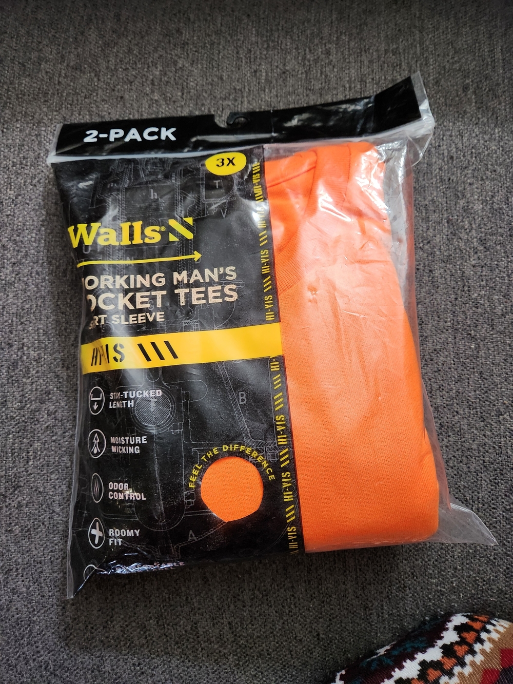 Walls Orange Short Sleeve Pocket Tee - 2-Pack For Man Size 3X